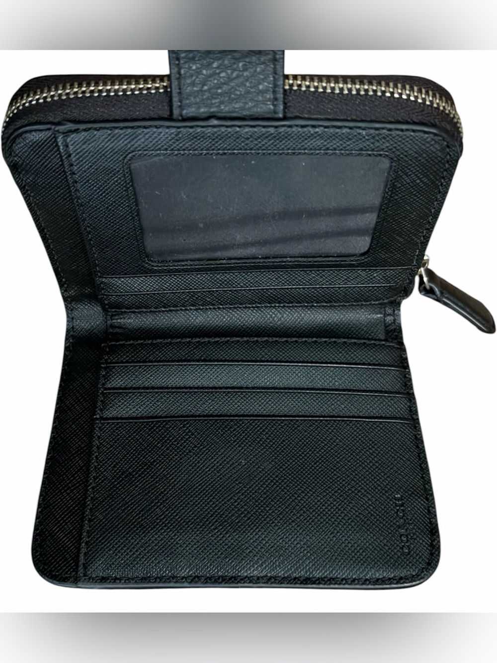 Coach Black Pebbled Leather Zip & Snap Wallet - Picture 4 of 7